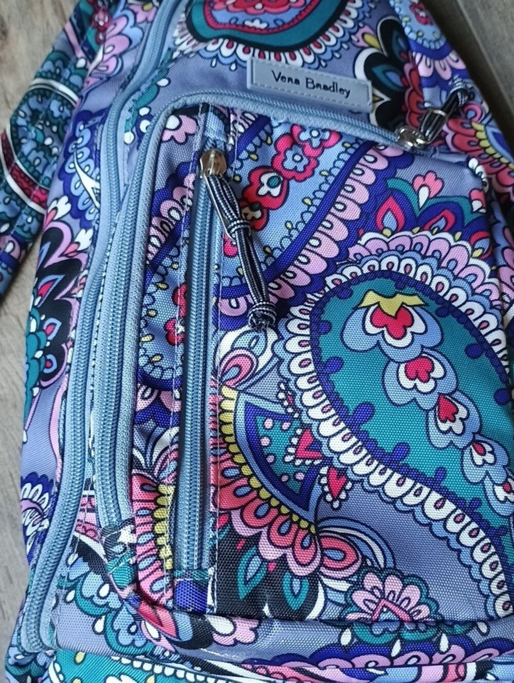 Vera Bradley Purple Teal Paisley Crossbody Sling Bag - Picture 3 of 11